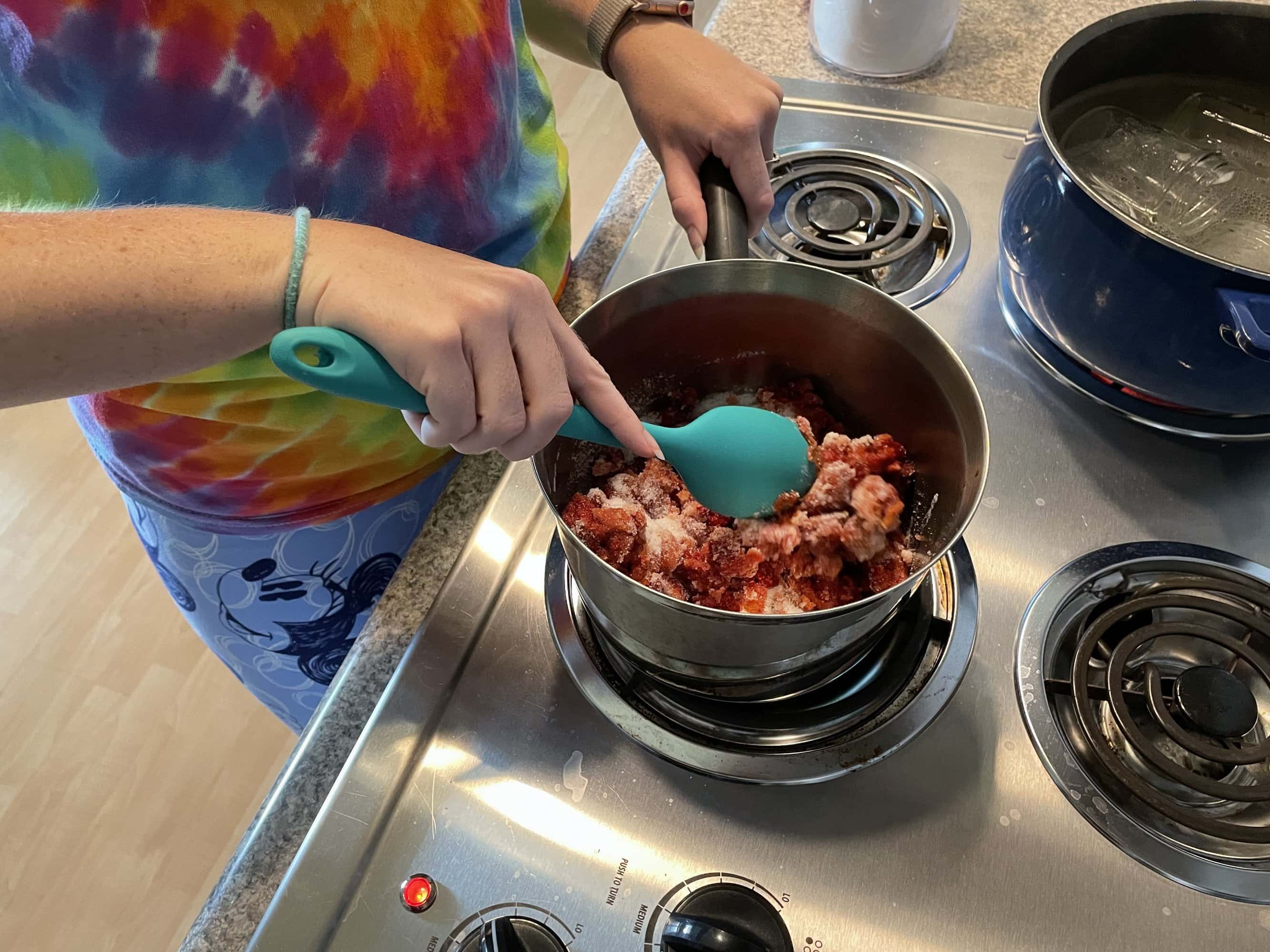 thimbleberry jam cooking