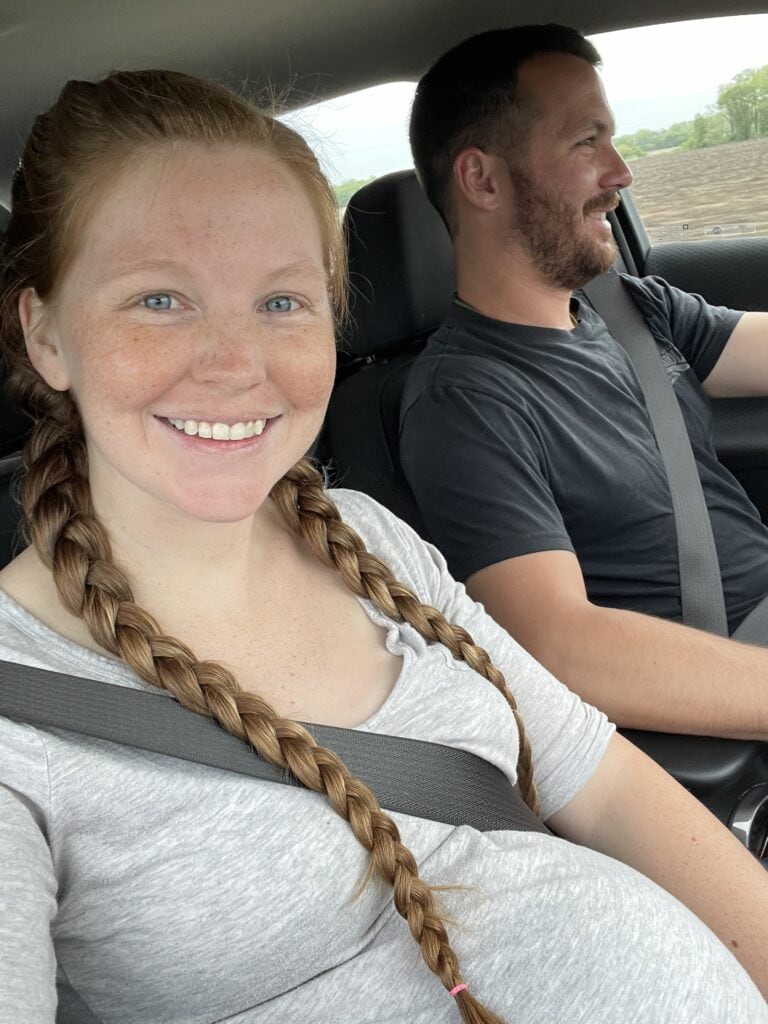 mom and dad in the car