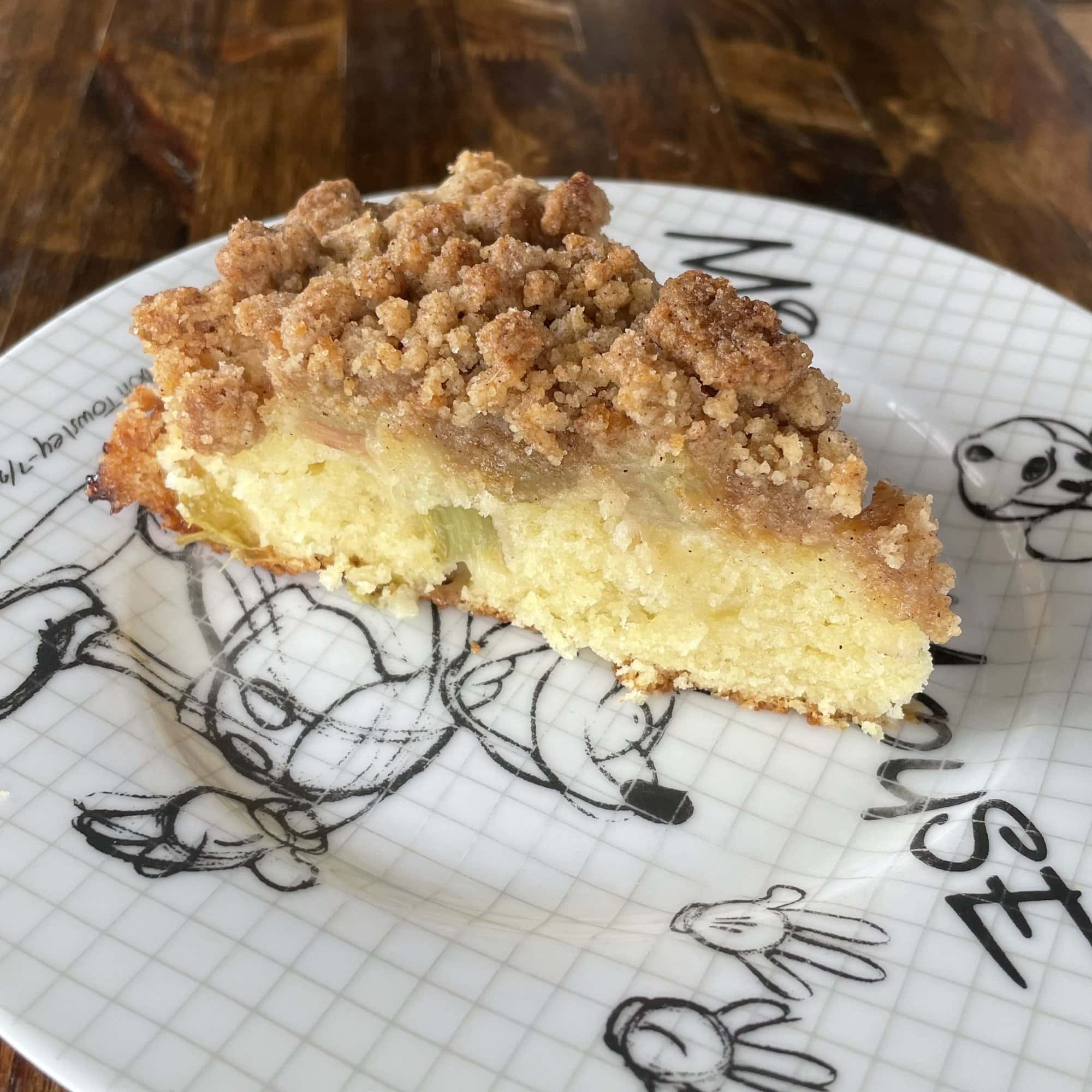 slice of rhubarb cake