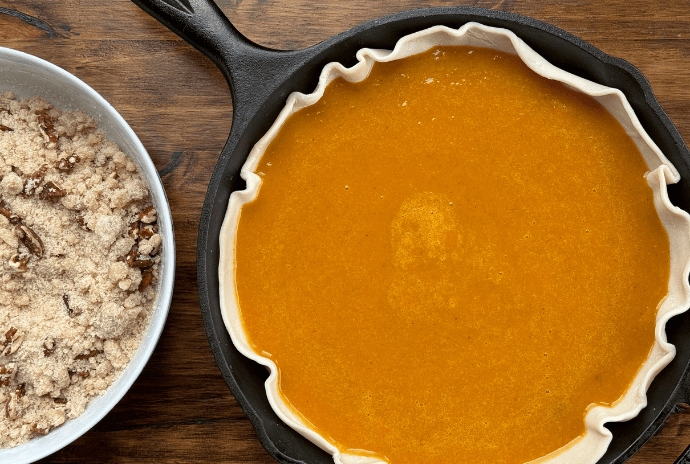 homemade pumpkin spice, pumpkin pie, pecan crumber