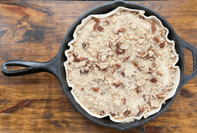 pumpkin pie with pecan crumble top