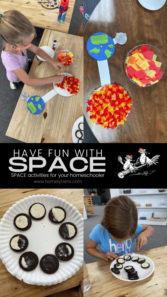 space lessons, moon lessons, homeschool, space crafts