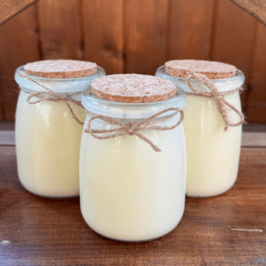 frankincense tallow balm, glass jar, cork top