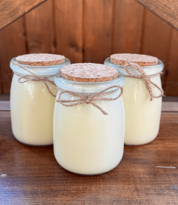 frankincense tallow balm, glass jar, cork top