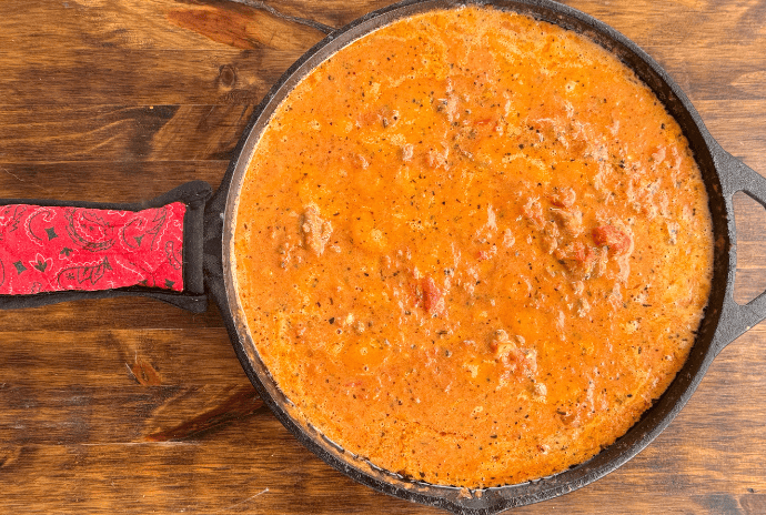 creamy tomato sauce, cast iron