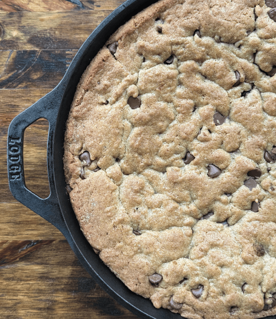 easy cast iron pizookie, cast iron cookie