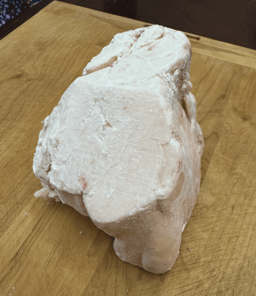 piece of raw suet for rendering tallow for skincare