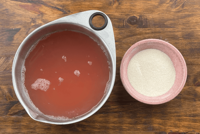 rhubarb juice and sugar
