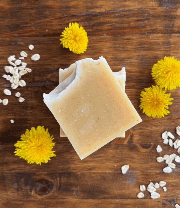 dandelion-infused oats and honey soap, citrus honey soap