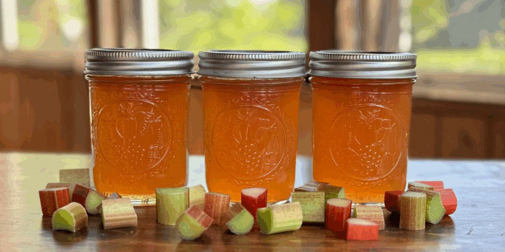 low sugar rhubarb jelly, chopped rhubarb