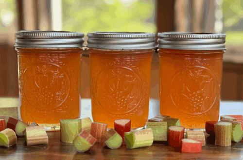 low sugar rhubarb jelly, chopped rhubarb