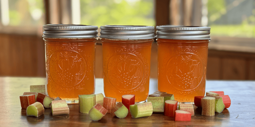 low sugar rhubarb jelly, chopped rhubarb