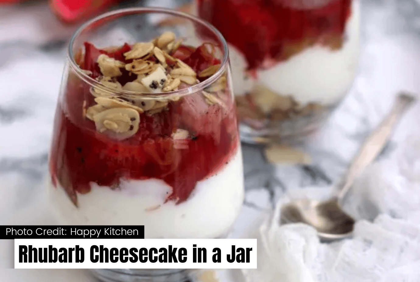 healthy rhubarb cheesecake in a jar