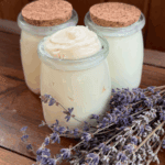 whipped lavender tallow balm with dried lavender flowers