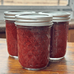 jars of thimbleberry jam