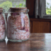peony bath soak with salts in a jar with cork lid