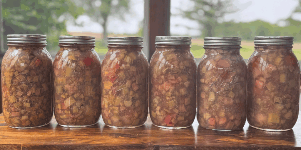 water bath canned rhubarb pie filling
