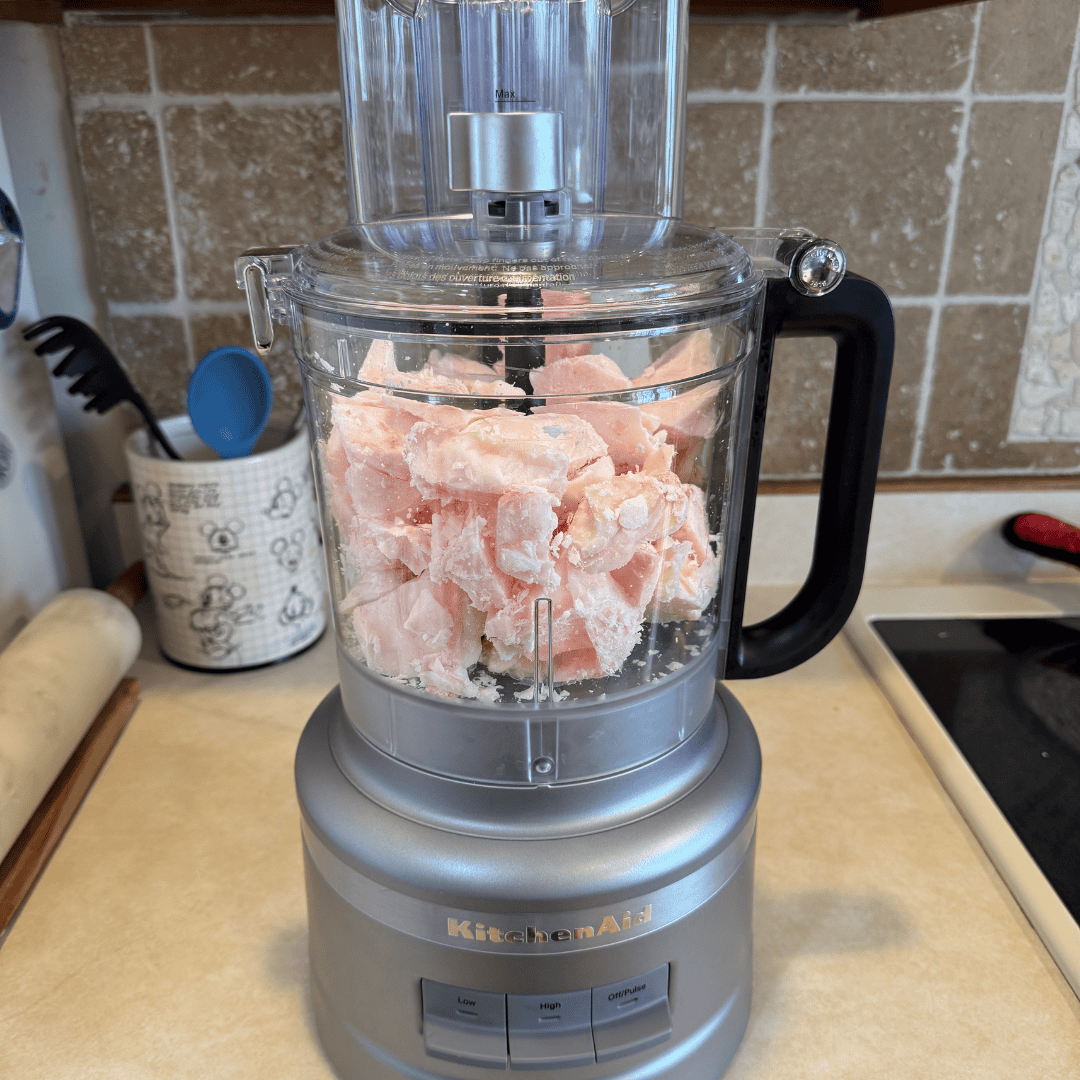 kitchen aid food processor with beef suet to render tallow