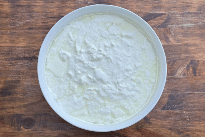 homemade yogurt after fermentation before it has been strained or stirred
