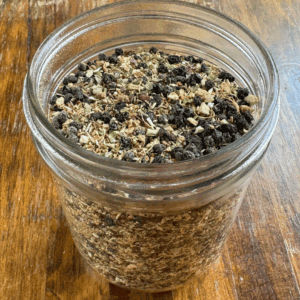 homemade tea for boosting immunity made with dried ginger, echinacea, and elderberries