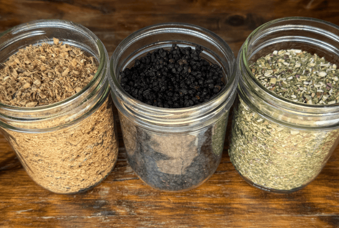 herbs for immune boosting and cold fighting in mason jars