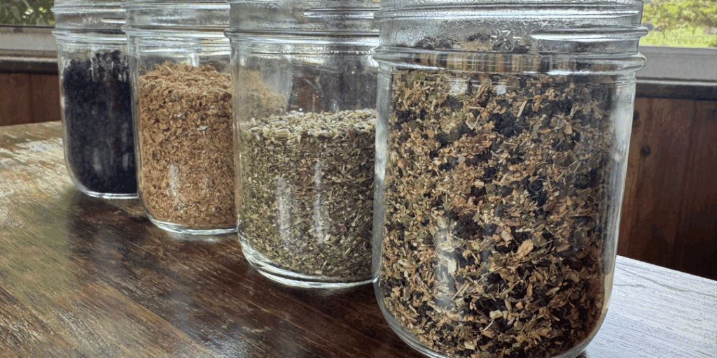 homemade immunity boosting tea made from echinacea, ginger, and dried elderberries