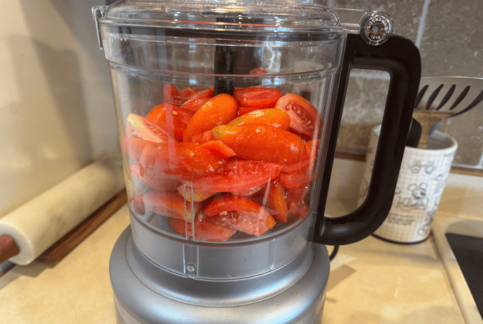 tomatoes in a food processor