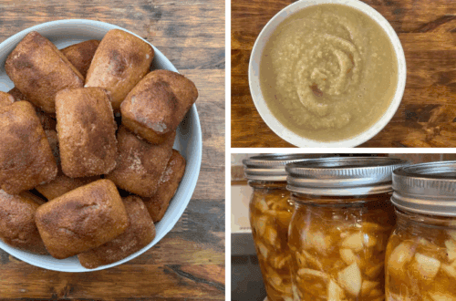homemade apple treats, apple cider donut bread, applesauce, canned apple pie filling