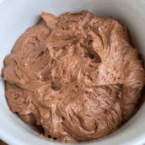 homemade chocolate frosting in a bowl