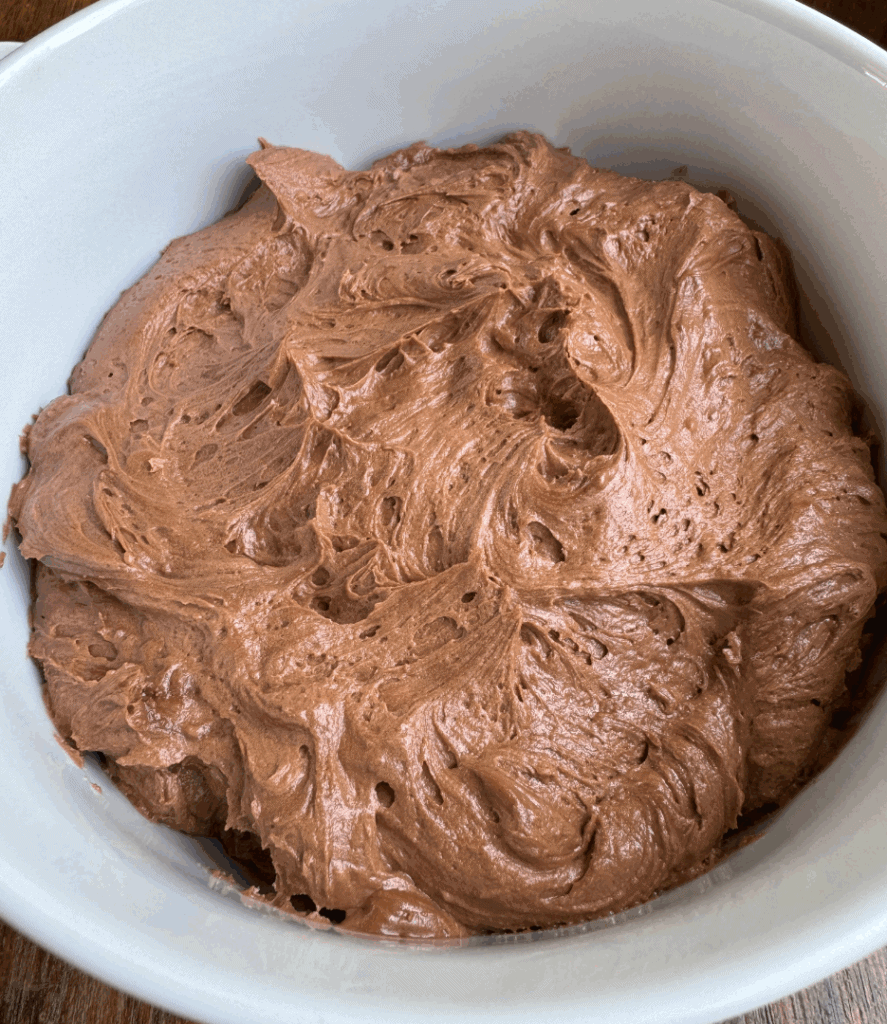 homemade chocolate frosting in a bowl