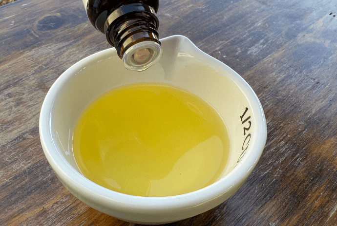 adding eucalyptus essential oil to homemade chest rub