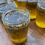 jalapeño jelly with seeds in jars