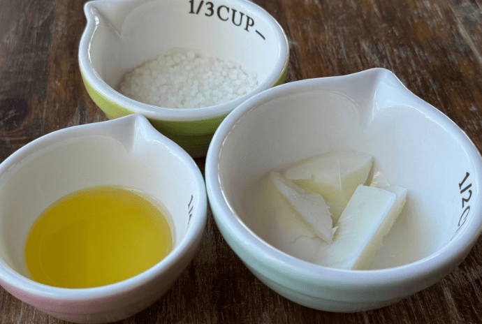 tallow, beeswax, infused oil for an herbal chest rub