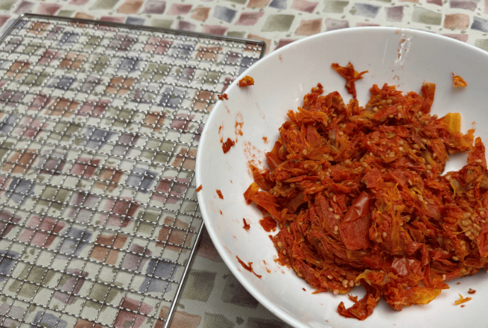 tomato scraps and skins