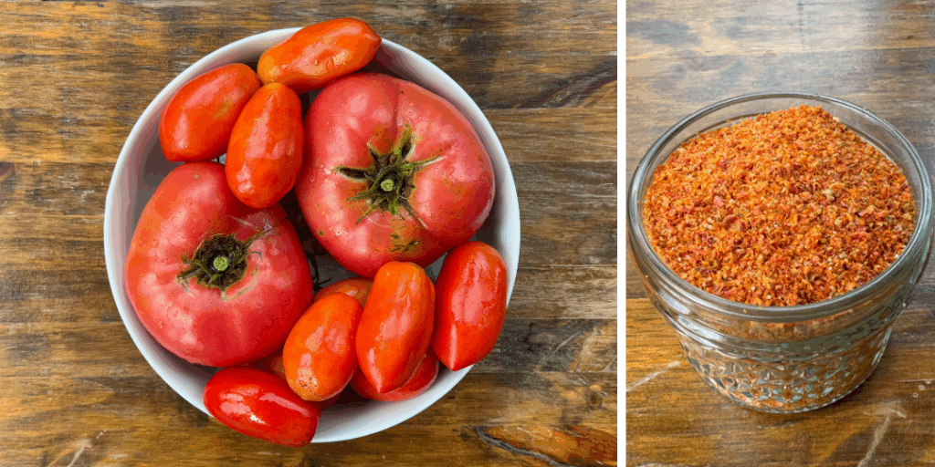 tomatoes and ground tomato powder