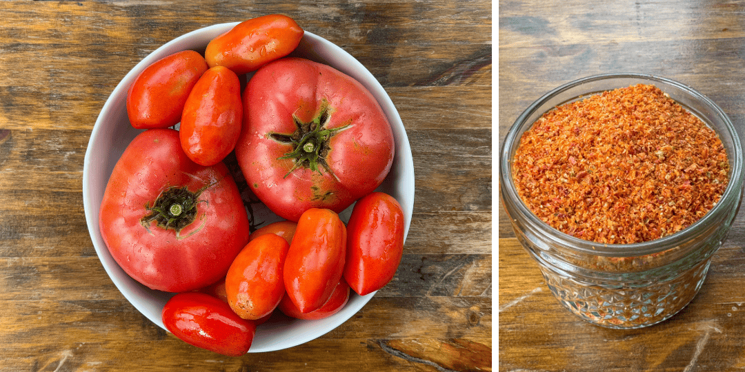 tomatoes and ground tomato powder